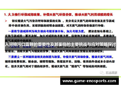 入河排污口监督的重要性及其面临的主要挑战与应对策略探讨